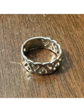Sterling Silver Heart Swirl Openwork Ring Women Size 7 3.7g 7mm Band